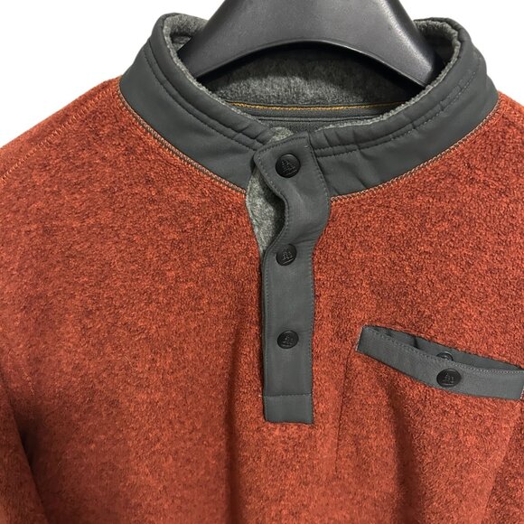 GH Bass & Co Men's Medium 1/4 Button Knit Sweater Dark Orange Sherpa Collar XL - Picture 5 of 6